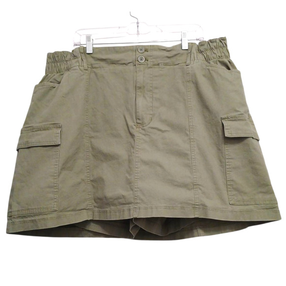 Ava & Viv Cargo Mini A-Line Skort Skirt Plus Size 2X Sage Green Travel Gorpcore - Picture 1 of 12